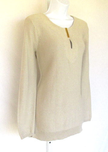 DANA BUCHMAN NEW WITH TAGS SWEATER TOP COTTON SIZE MEDIUM TAN COLOR - Picture 3 of 12