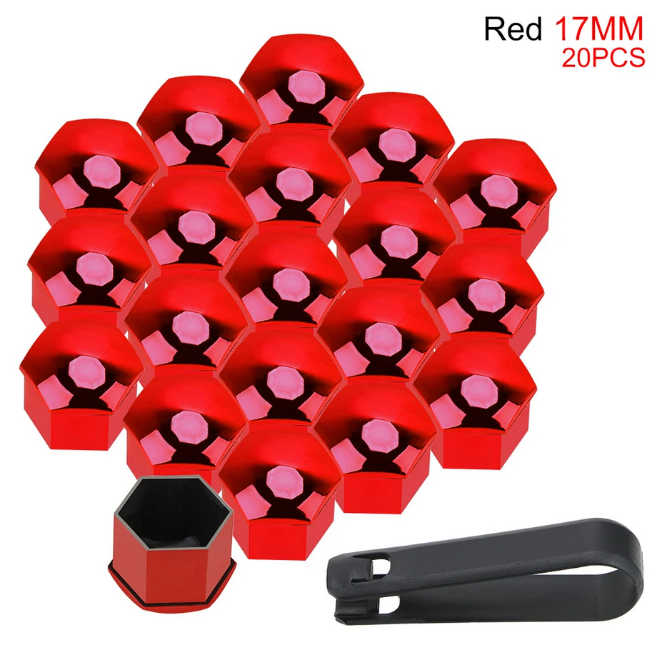 Car Wheel Nut Caps Hub Screw Protection Covers Bolts AntiRust Red For