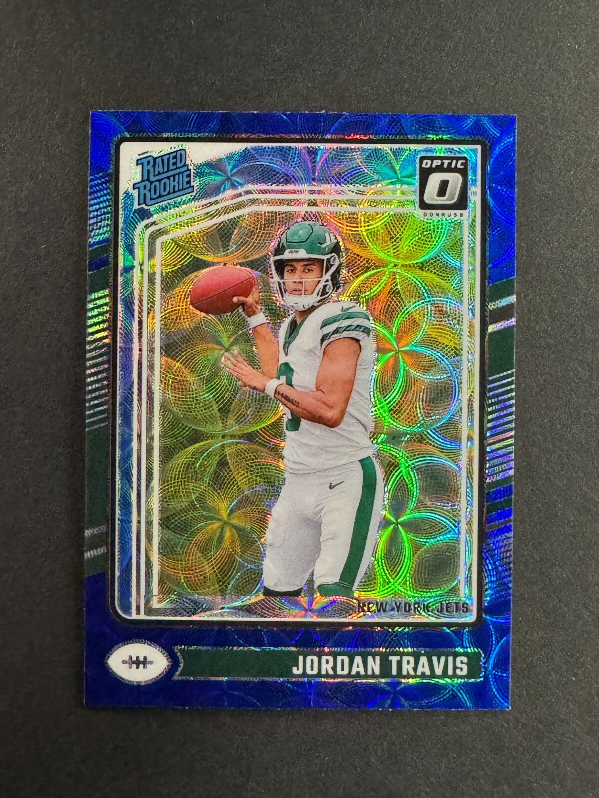 Jordan Travis 2024 Panini Donruss Optic Rated Rookie Blue Scope #260