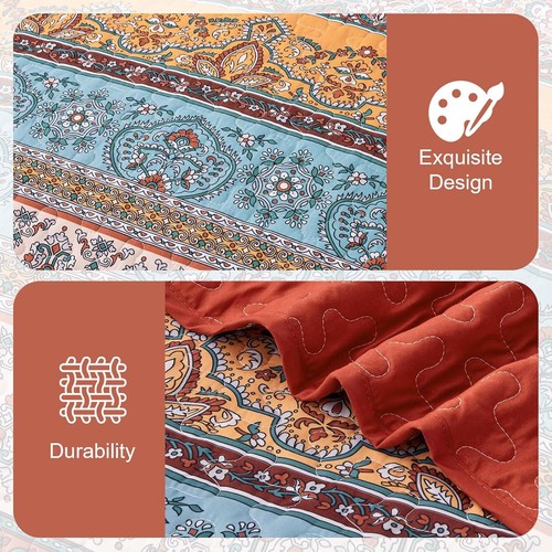 WONGS BETTWÄSCHE Boho Streifen Quilt Set leichte Mikrofaser Ganzjahres Tagesdecke - Bild 105 von 156