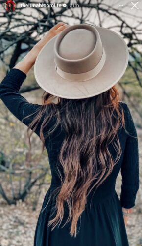NEW Luna Bloom Spencer Beige Wool Hat Rare Limited Edition Ooak Felt Wide Brim - Picture 3 of 8