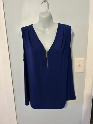 NWT INC Sapphire Crush 1/4 Zip Front V-Neck Sleeveless Tank Top     Plus Size 2X