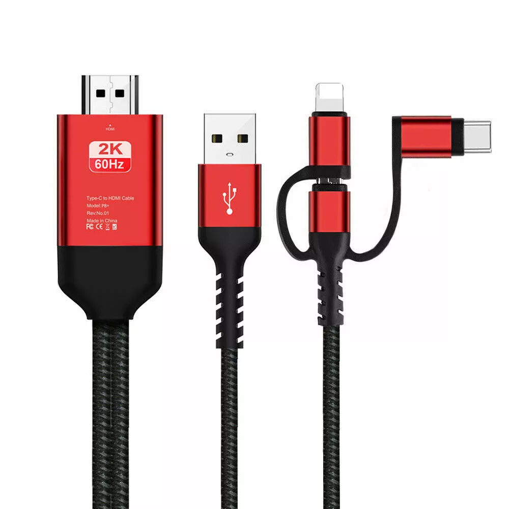 HDMI Cable For iPhone iPad IOS Android Micro USB Type C Phone to