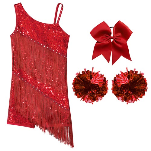 Kids Girls Dance Outfit Roller Uniform Team Dress Sequins Sleeveless Training - Picture 39 of 68