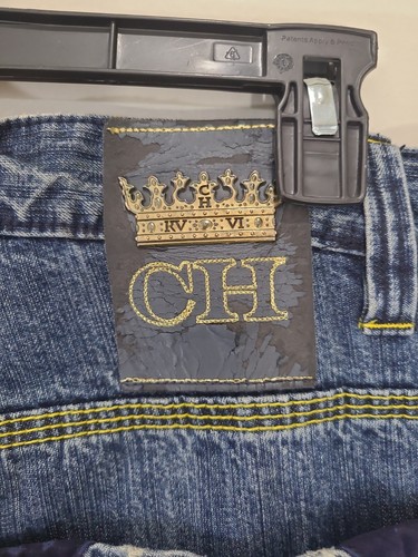 Crown Holder Mens Blue Jeans, Studded, Embroidered Hip Hop Denim Size 34 - Picture 9 of 18