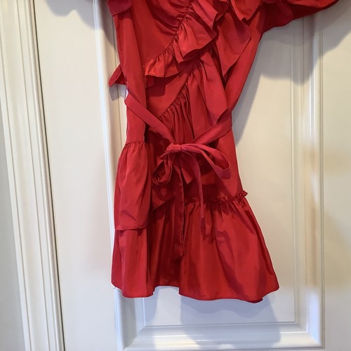 INA Fashion USA Dress Size Small Rudi Red Mini Dress Ruffle Short Sleeves NEW - Picture 3 of 14