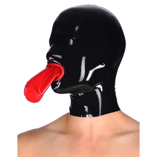 Latex Hood with Red Condom Rubber Mask for Fetish Catsuit BDSM Clubwear 0.4mm - Picture 2 of 9
