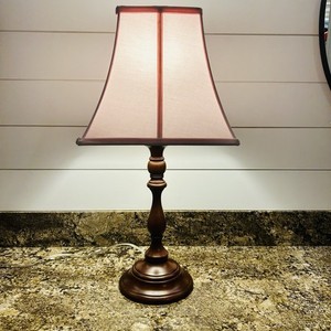 Rare Pottery Barn Kids Payton Espresso Wood Table Lamp & Pink Shade