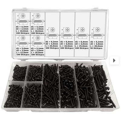 Sortiment Linsen-Blechschrauben 750 teilig