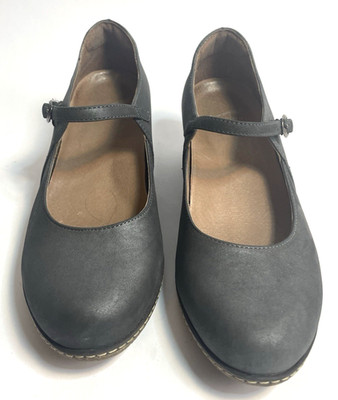 Dansko Loralie Comfort Mary Jane Wedge Metallic Gray Leather Womens EUR 38