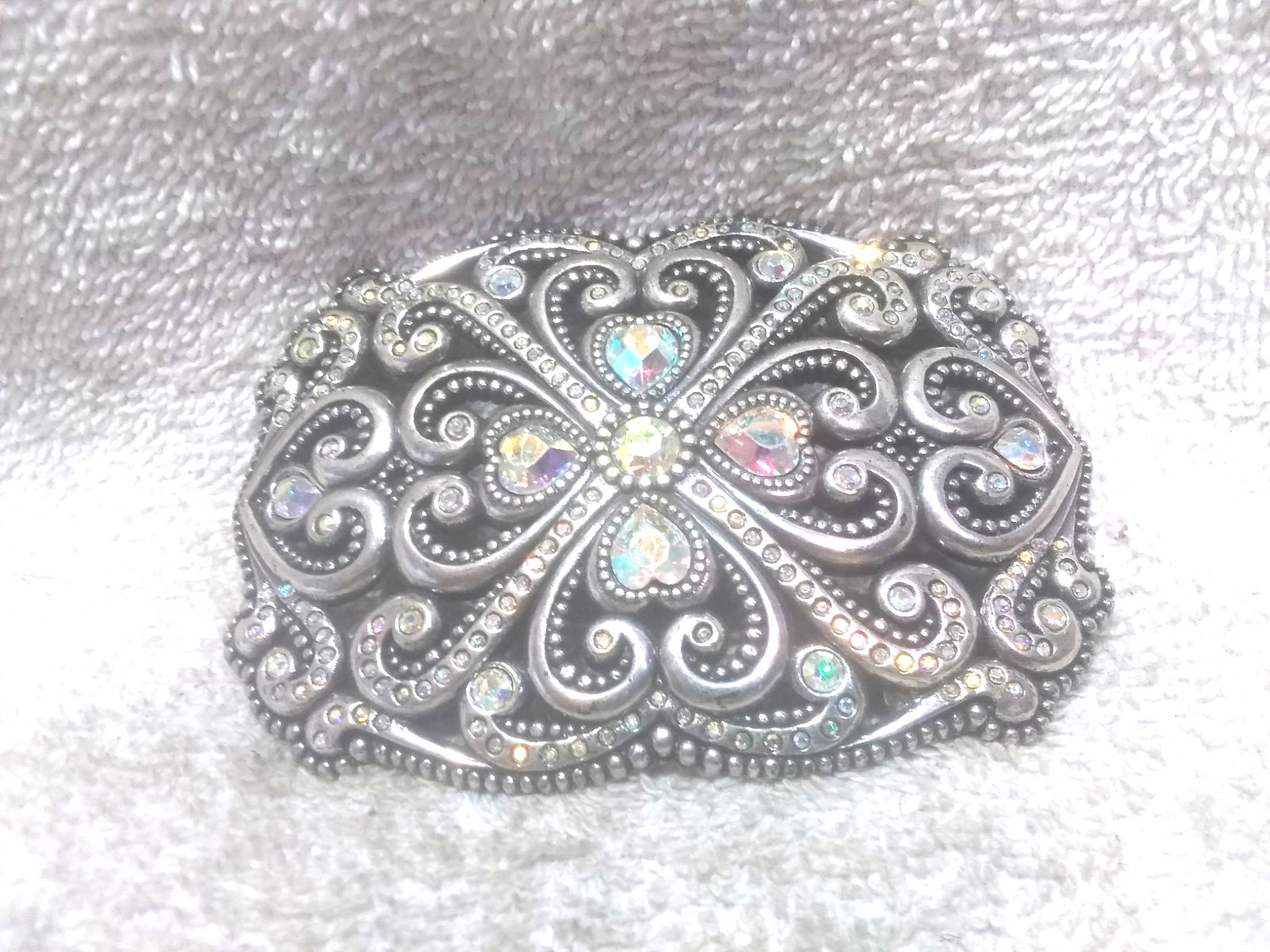 Large Rhinestone Filled Rectangle Flower Center S… - image 8