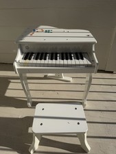 Hape Deluxe White Grand Piano - Thirty Key Piano Toy W/ Stool,Ages 3 