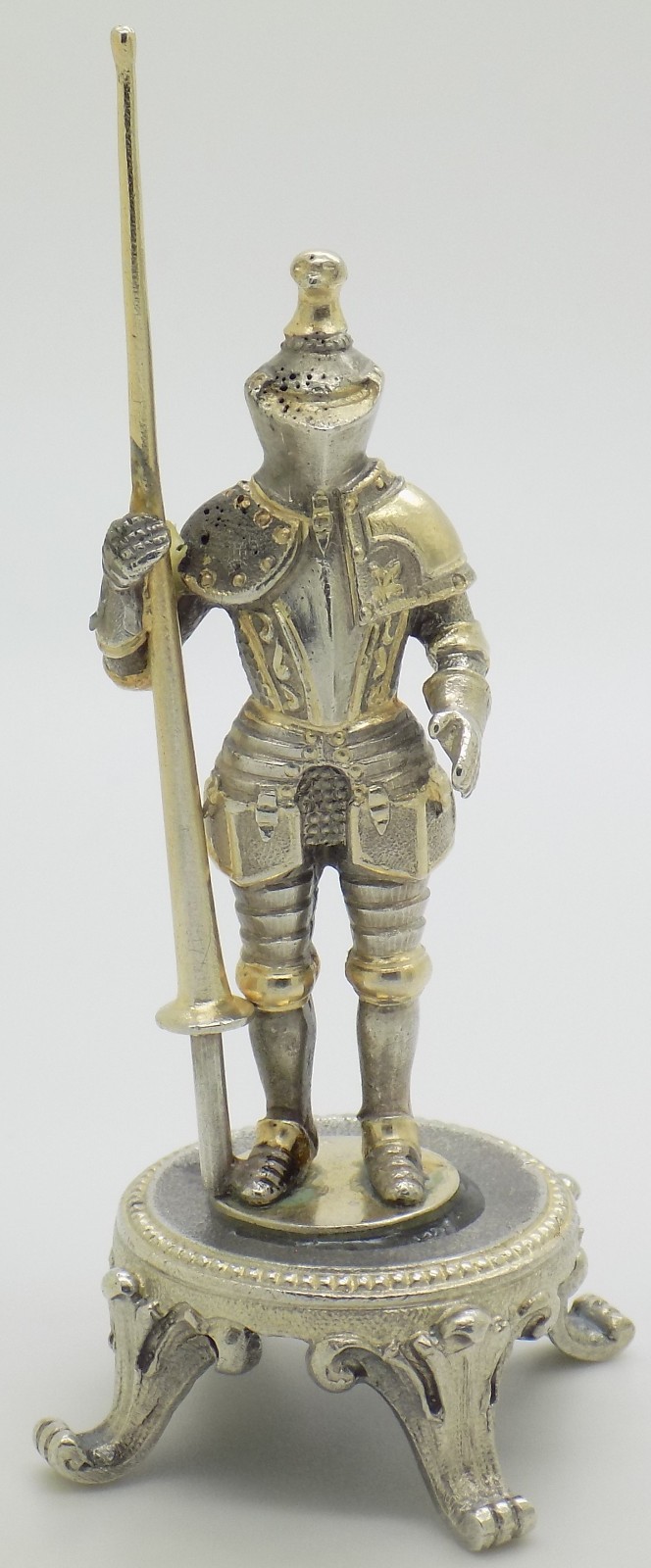 Vintage Italian Genuine Silver Medieval Knight Detailed Figurine Made in Milan