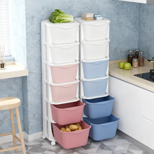Plastic Drawer Storage Organizer Rolling Cart, with Wheels Casters&6 Drawers UK