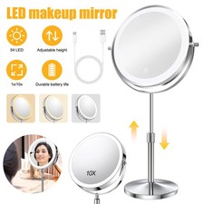 1x/10x Magnifying Mirror LED Light Up Shaving Makeup Mirror Height Adjustable