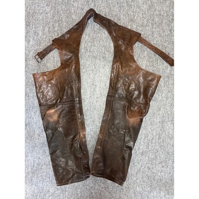 Xpert Performance Brown Leather Motorcycle Chaps Distressed Biker Riding Pants L