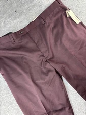 NWT Oak Hill DXL Big & Tall Burgundy Flat Front Dress Business Trousers 46 30