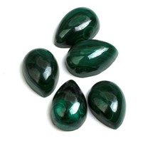 AAA Natural Malachite Flat Back Pear Cabs Loose Gemstone For Assorted Jewelry