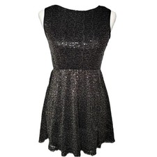 Papillon Dress Black Small Sequin Sparkly Knit Dress Lined Party Cocktail