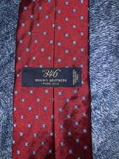 Brooks Brothers Tie Mens Necktie Red AOP Floral Geometric 346 Silk Made USA VTG
