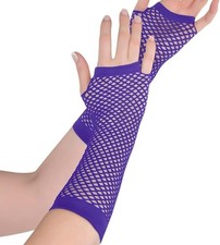 Year-Round Purple Long Fishnet Fingerless Gloves - 1 Count - Vibrant, Stretchy