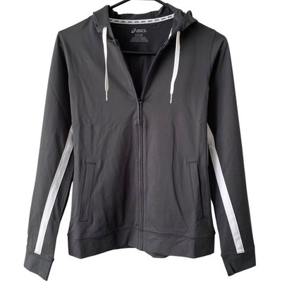 NEW ASICS Junior's Lani Track Jacket Size Large Gray Sports Full Zip Hood