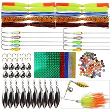 107PCS Spinner Making Kit, 3D Eye Spinnerbaits Lure Making Kit with Flash Blade