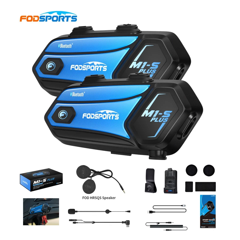2X Fodsports M1-S Plus Motorcycle Intercom 2000M Bluetooth Helmet Headset 10Way - image 2 of 4