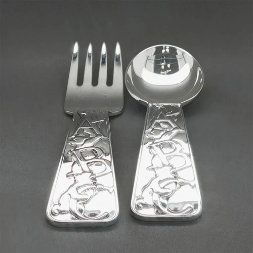 Estate Tiffany & Co. Sterling Silver ABC Bears Fork & Spoon Set