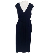 Reformation Dress Womens XS Black Wrap Short Cap Sleeve Wrap Stretch USA Made