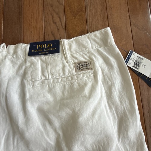 NWT Polo Ralph Lauren Men's Classic Fit Cotton-Linen White Chino Shorts sz 42T - Picture 13 of 15