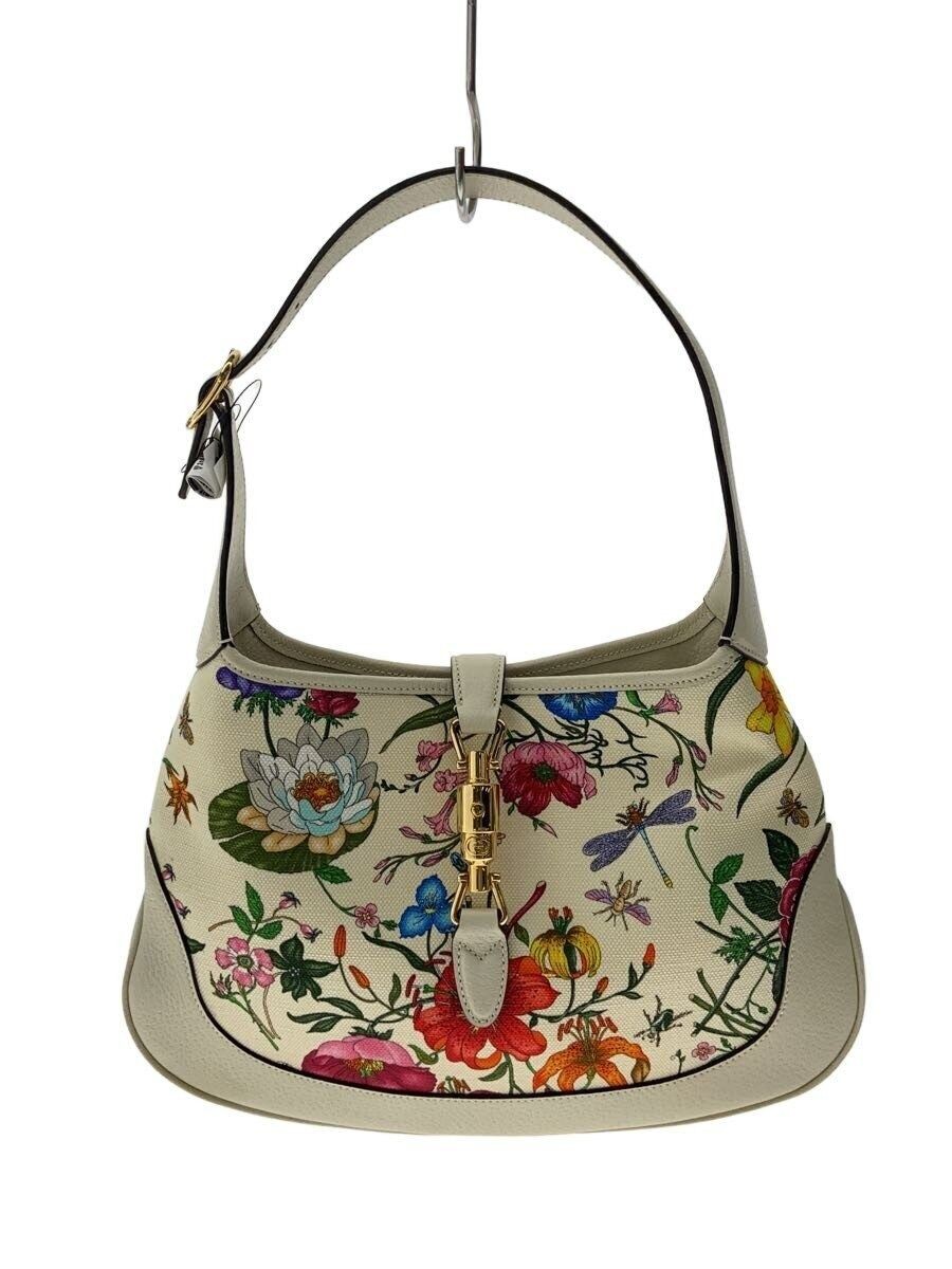 GUCCI Handbag Jackie Flora Canvas Cream Total Pattern 550152 213317 Used