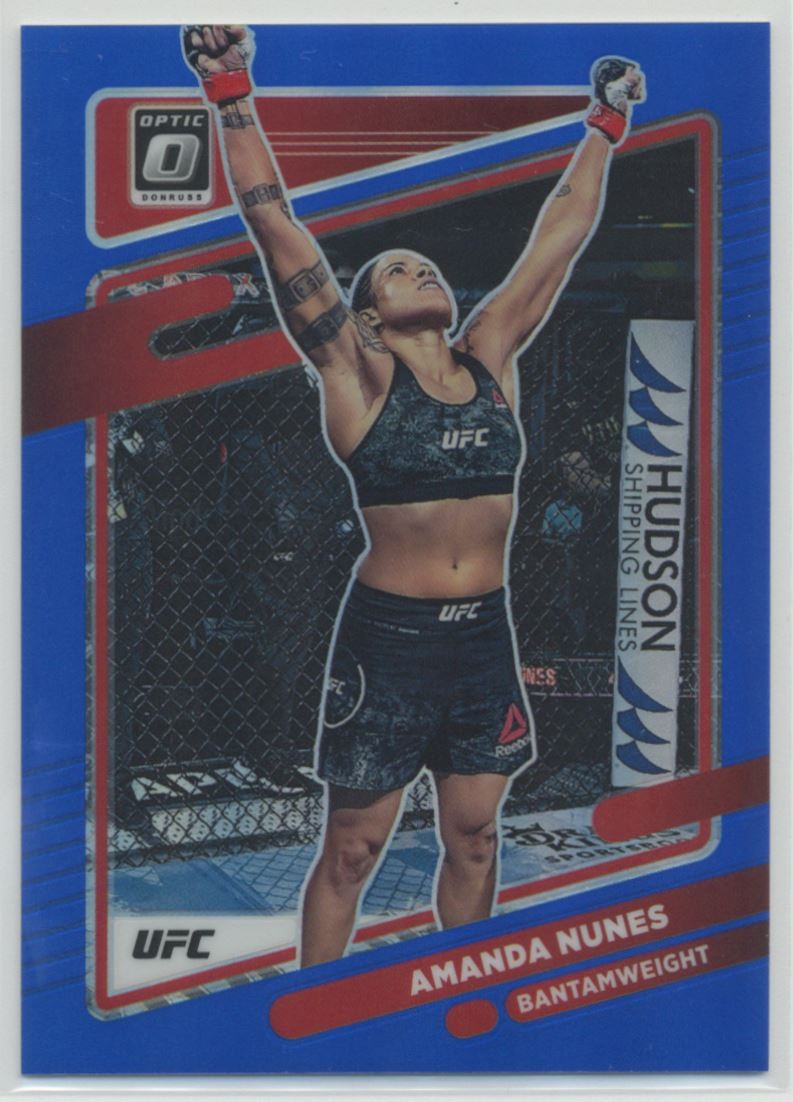 Amanda Nunes 2022 Panini Donruss Optic UFC Blue Holo Prizm /99 #15