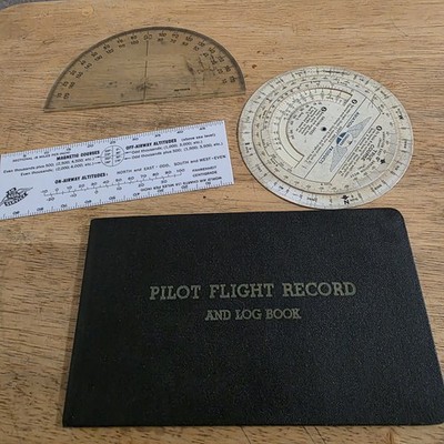 Vintage 1954 Pilot Flight Record And Log Book And A Few Other Items. 