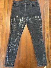 True Religion Women's Jeans Halle Skinny Black Venom Iridescent Size 32 USA Made