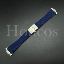 Replacement Blue Mesh Rubber Band Watch Strap Fits for Tissot PRX Clasp Adapter