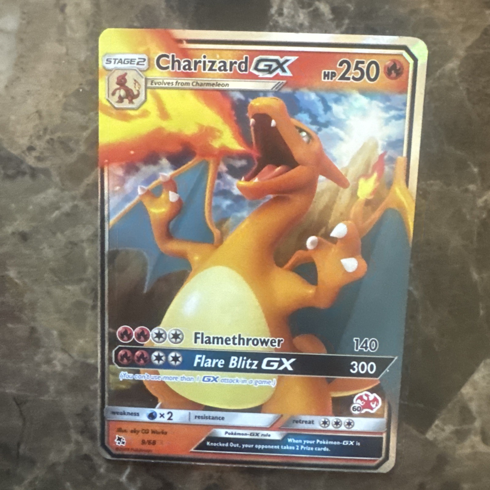 CHARIZARD GX 9/68 60 Stamp Battle Academy Hidden Fates Pokemon Card LP