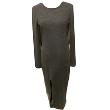MINKPINK Dress Womens M Medium Grey Side Slit Cocktail Party Knit Maxi Dress