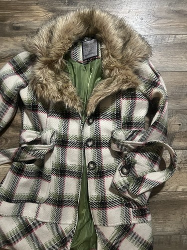 Vintage Dollhouse Large Wool Plaid Coat Jacket Y2K - Picture 2 of 8
