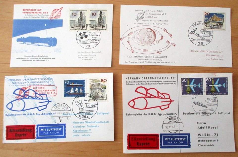 22 FLUGBELEGE / RAKETENPOST DER HERMANN OBERTH-GES. TEILWEISE SEHR SELTENE EX. - Bild 2 von 4