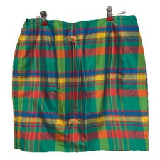 VTG 80  s Lauren Ralph Lauren Barbados Silk skirt Size 12 Green Plaid Academia