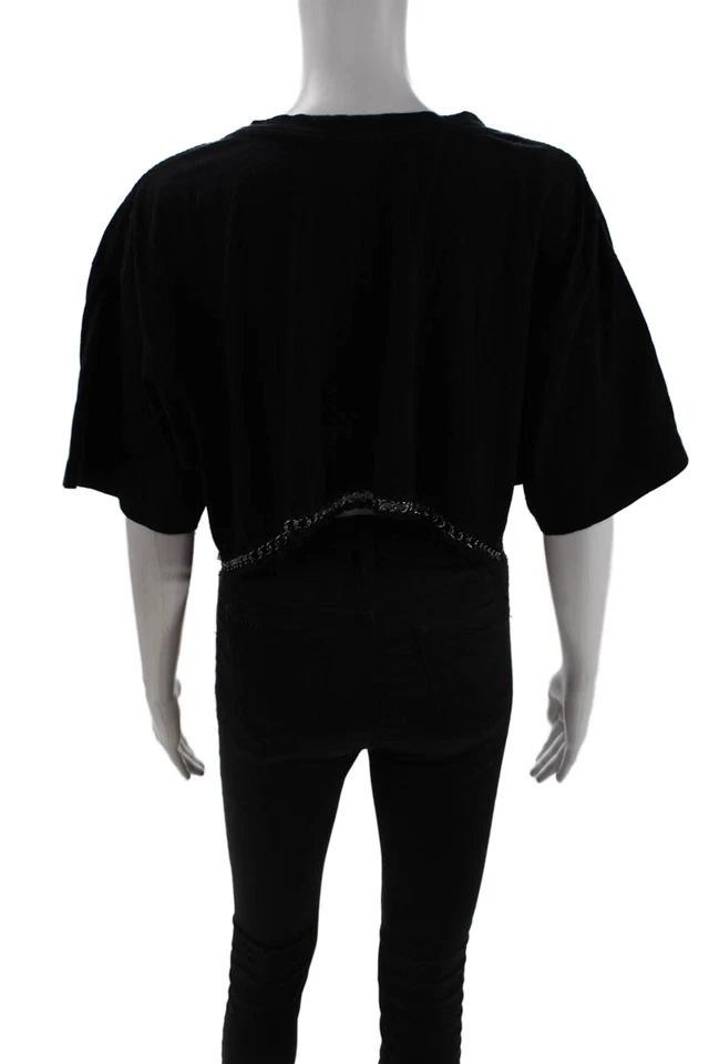 Camiseta corta negra Emma & Sam para mujer manga corta algodón cuello redondo talla L Foto 3 de 4