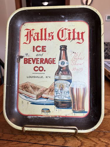 Antique Vintage Prohibition - Era Falls City Ice And Beverage Co Tray