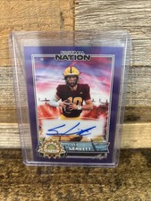 SAM LEAVITT 2025 Leaf Football Nation Saturday Stadium Purple Speckle AUTO /8