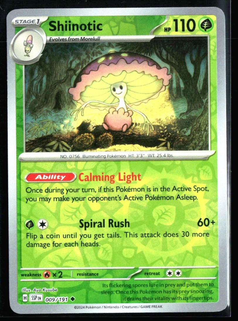 2024 Scarlet & Violet Series - Surging Sparks Shiinotic #9 Reverse Holo Pokemon