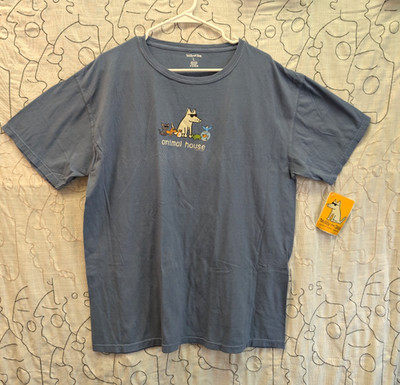 NWT L Teddy The Dog Blue Graphic T-Shirt ''Animal House'' Unisex Humor 100% Cotton