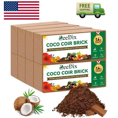 8 Pack Coco Coir Brick 11.2lbs, 100% Organic Coconut Coir for Garden Soil & P...