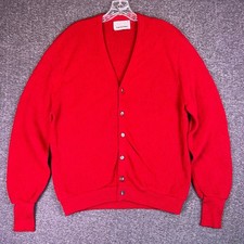 VTG 60s Robert Bruce Arnold Palmer Cardigan Mens XL Red Alpaca Wool V-Neck USA