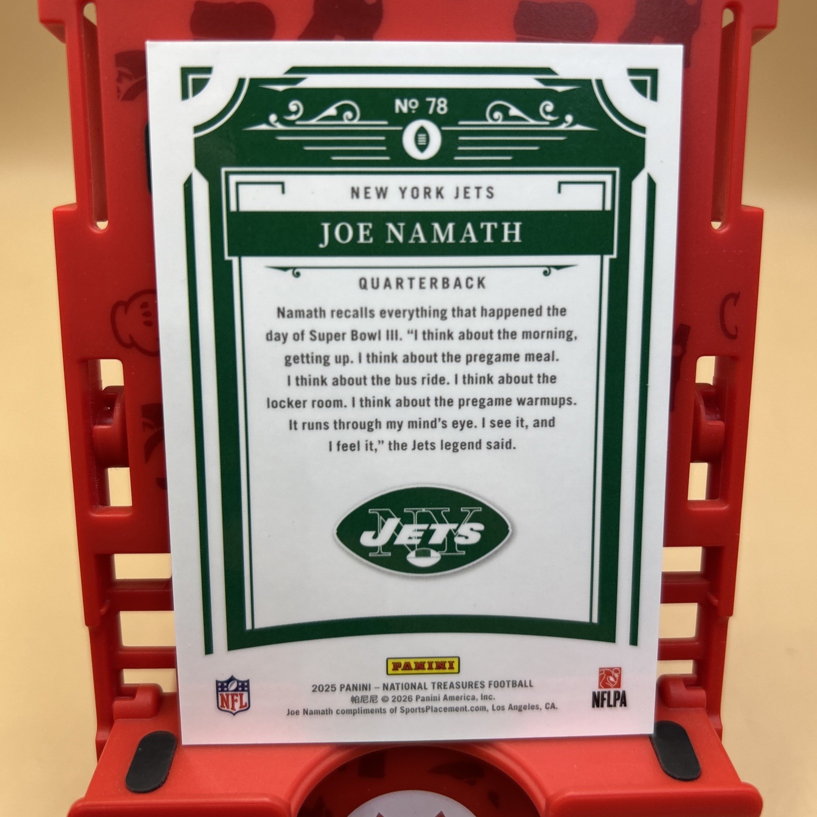 2025 National Treasure Joe Namath Blue 1/1 NY One Of One view 4