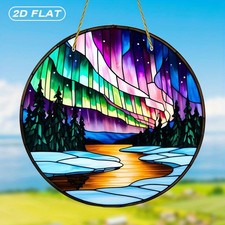 Stained Glass Style Aurora Acrylic Suncatcher Landscape Suncatcher Decoration